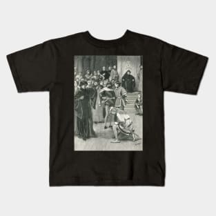 Joan of Arc kneeling before Charles VII Circa 1429 Kids T-Shirt